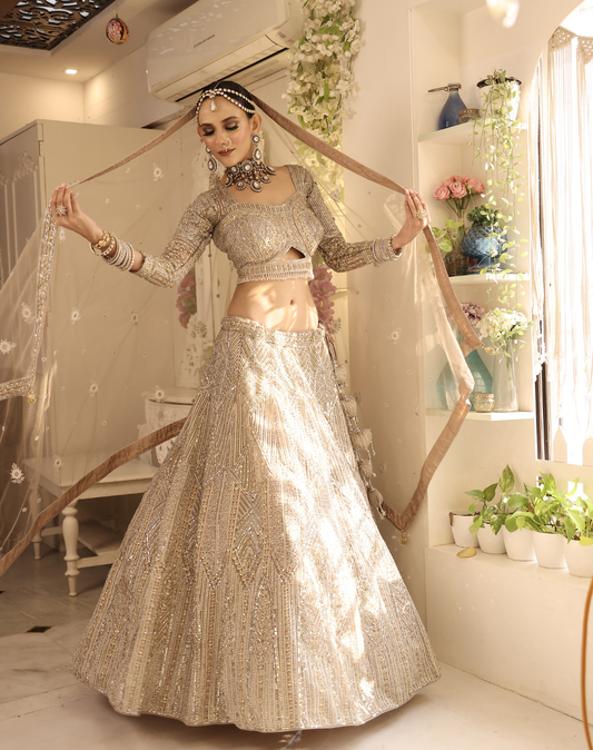 Gilded Champagne Lehenga