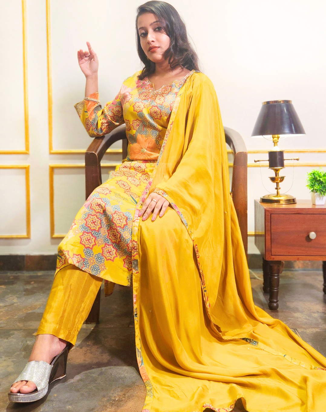 Yellow Embroidered Kurti