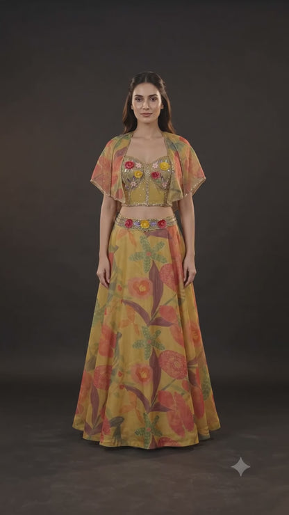 Sunlit Bloom Organza Lehenga Set