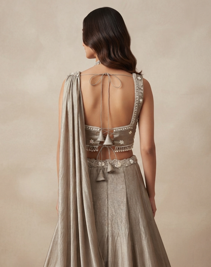 Aurelia Sculpted Drape Indo-Western Ensemble