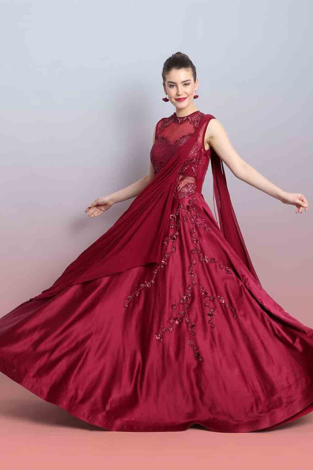 stylish sangeet gown drape
